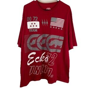 Ecko Unlimited Shirt Mens 2XL Red Retro Y2K Streetwear Felt Rhino Graphic Flag
